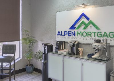 Custom interior metal signage for Alpen Mortgage