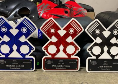 Custom trophies for a vehicular race made by Stites Manufacturing