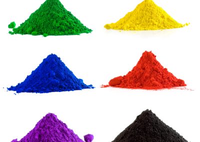 different samples of powder used for powder coating